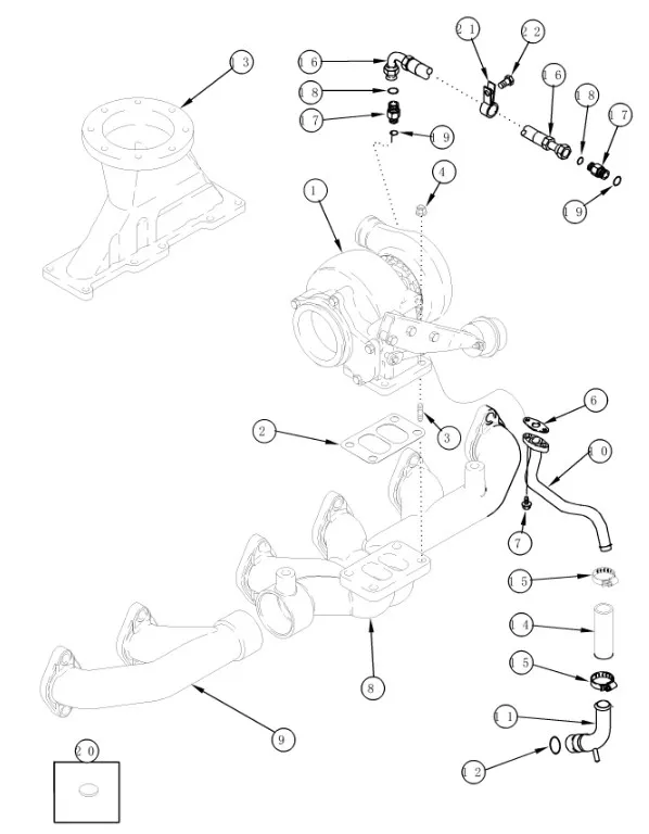87437056 - Трубка слива масла с турбокомпр. ДВС Cummins TGT8/Mg.